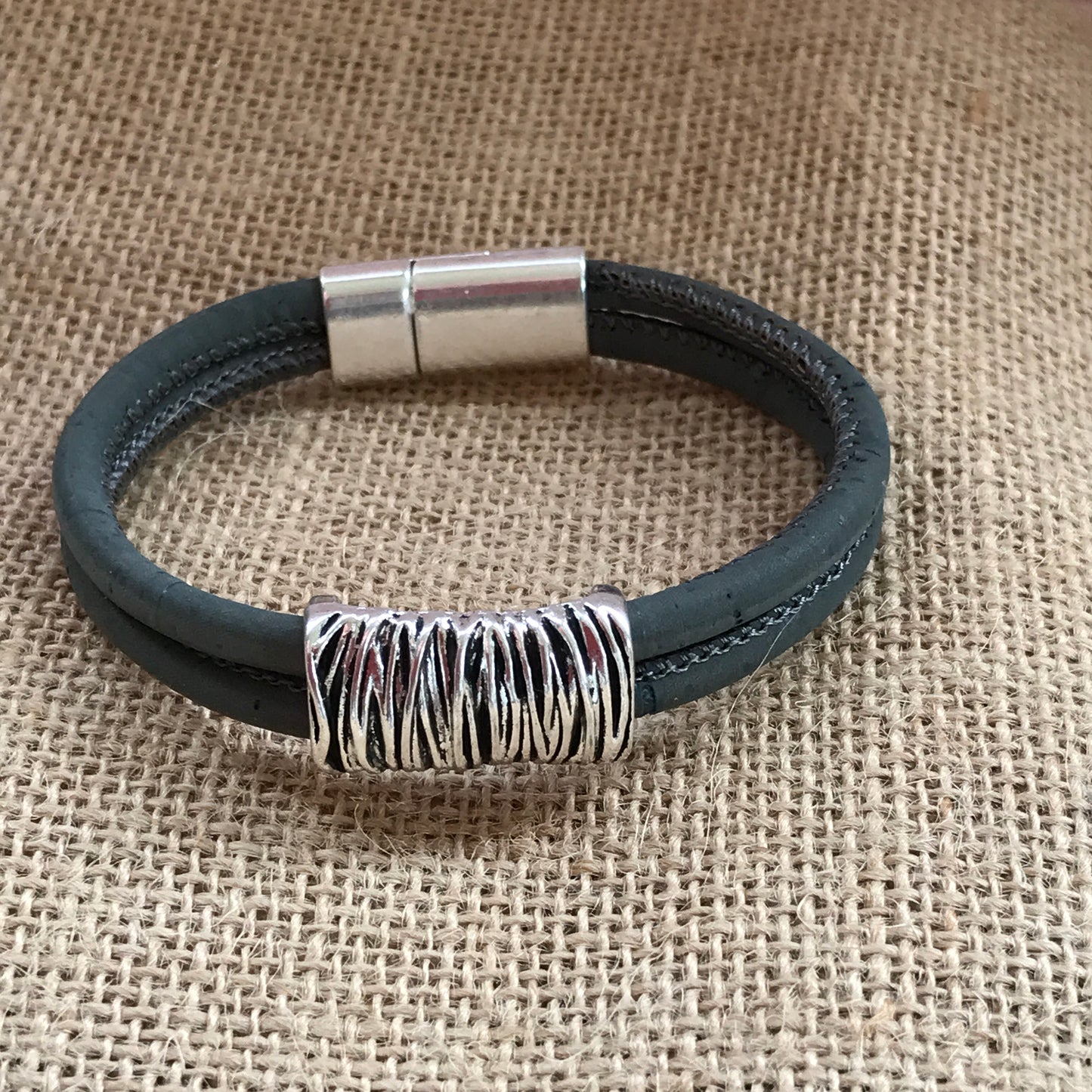 Mens Handmade Bracelet - Womens Custom Bracelet - Unisex Vegan Bracelet - Cork Bracelet - Magnetic Bracelet - Unisex Custom Bracelet