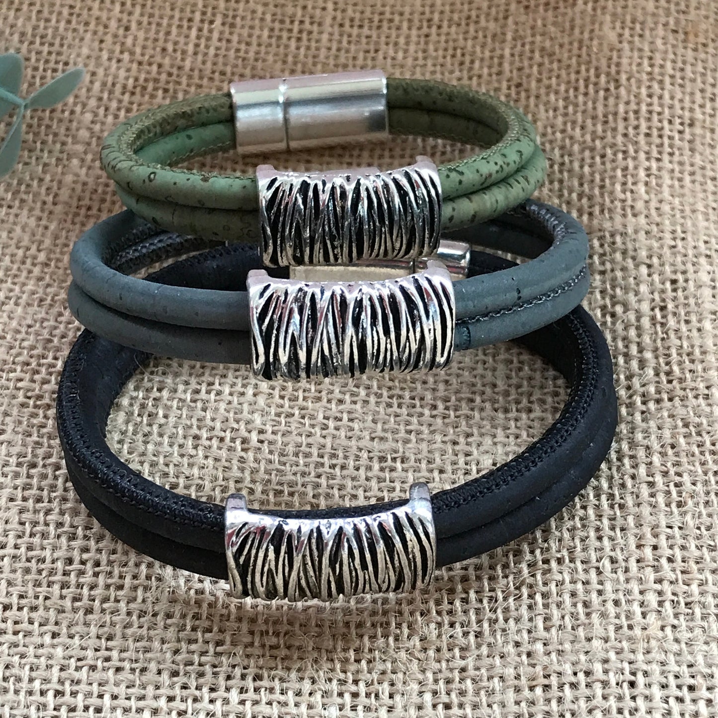 Handmade Cork Bracelet Vegan with Magnetic Clasp