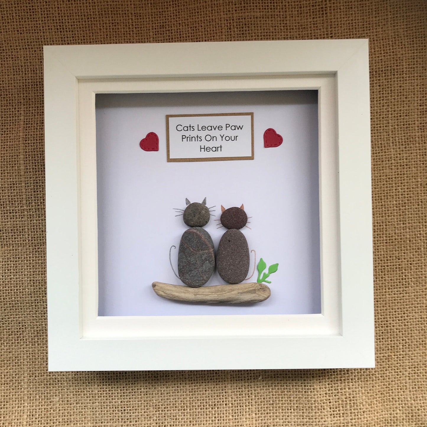 Handmade Cats Pebble Art Picture