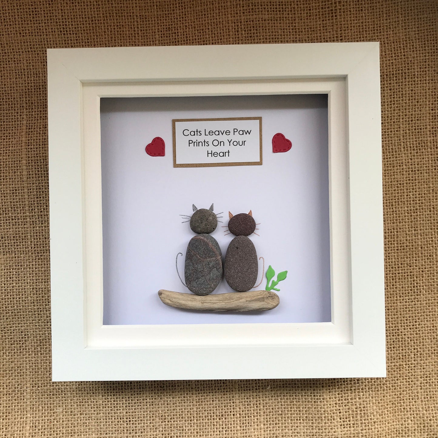 Handmade Cats Pebble Art Picture