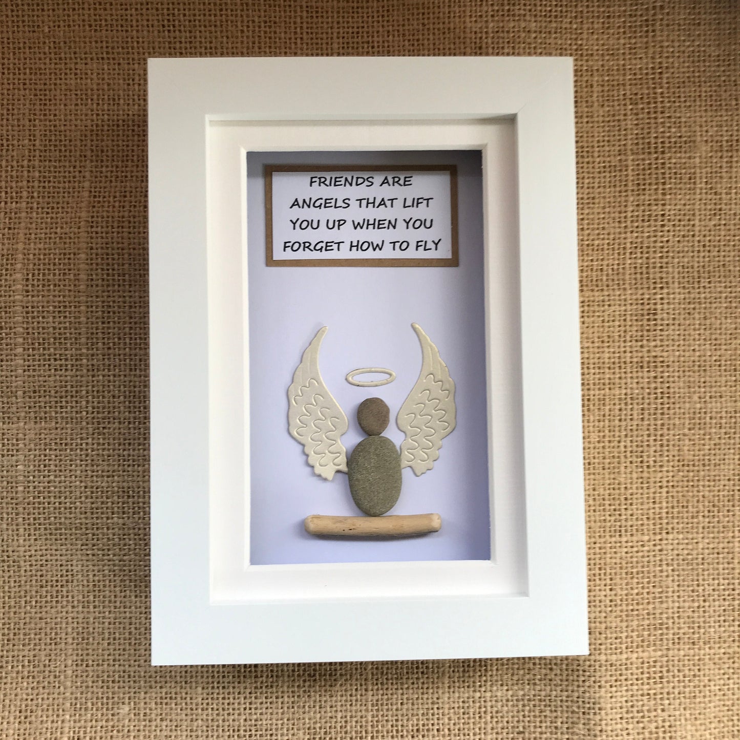 Handmade Friends Are Angels Pebble Art Picture