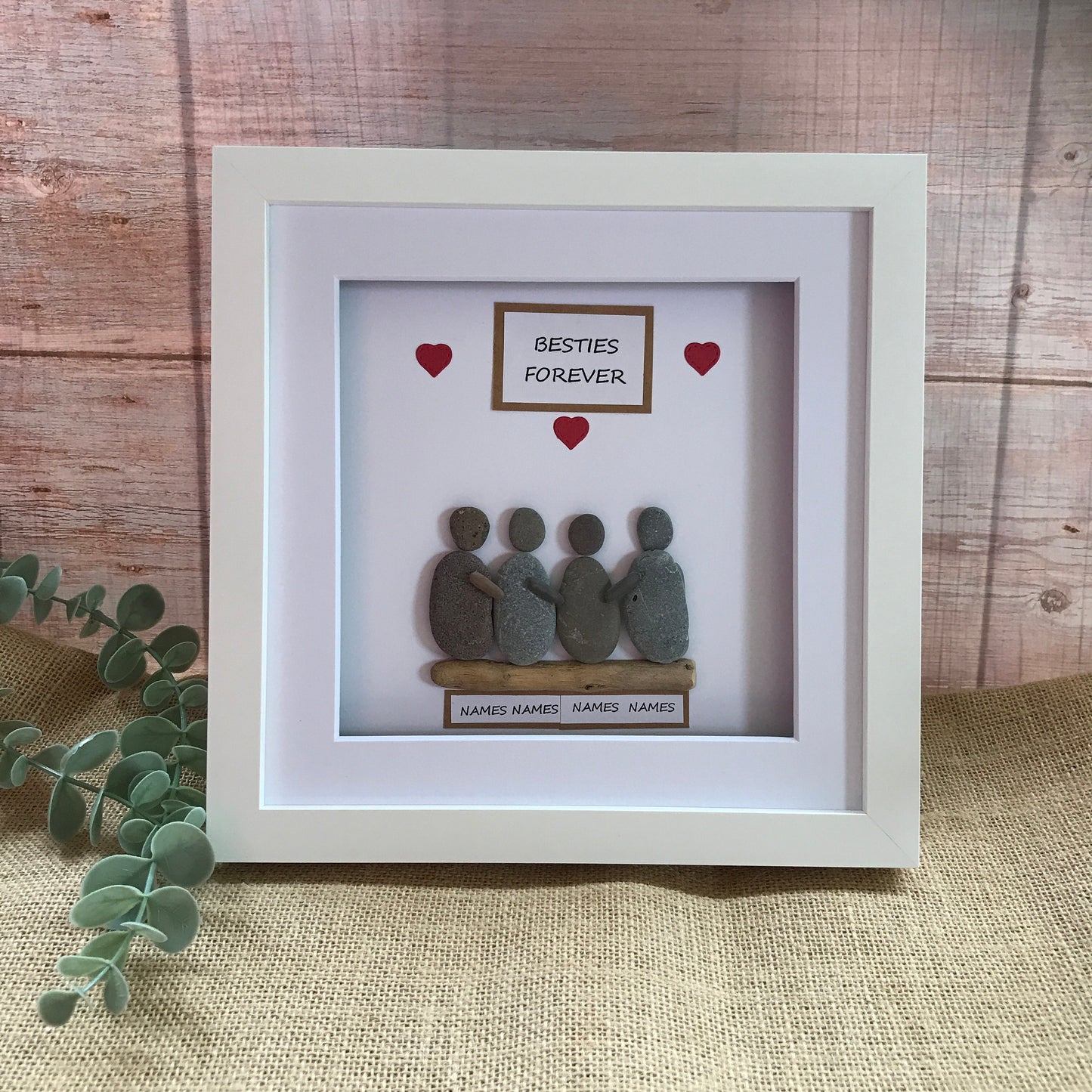 Handmade Besties Forever Gift Pebble Art Picture