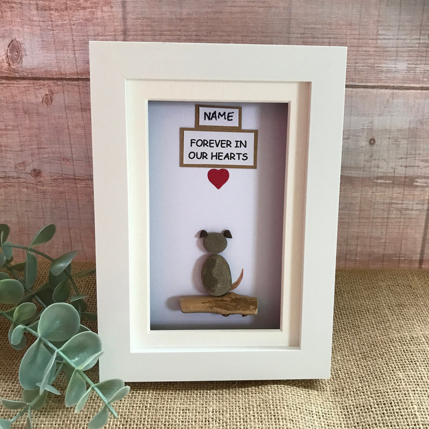 Peronalised Dog Memorial Pebble Art Picture