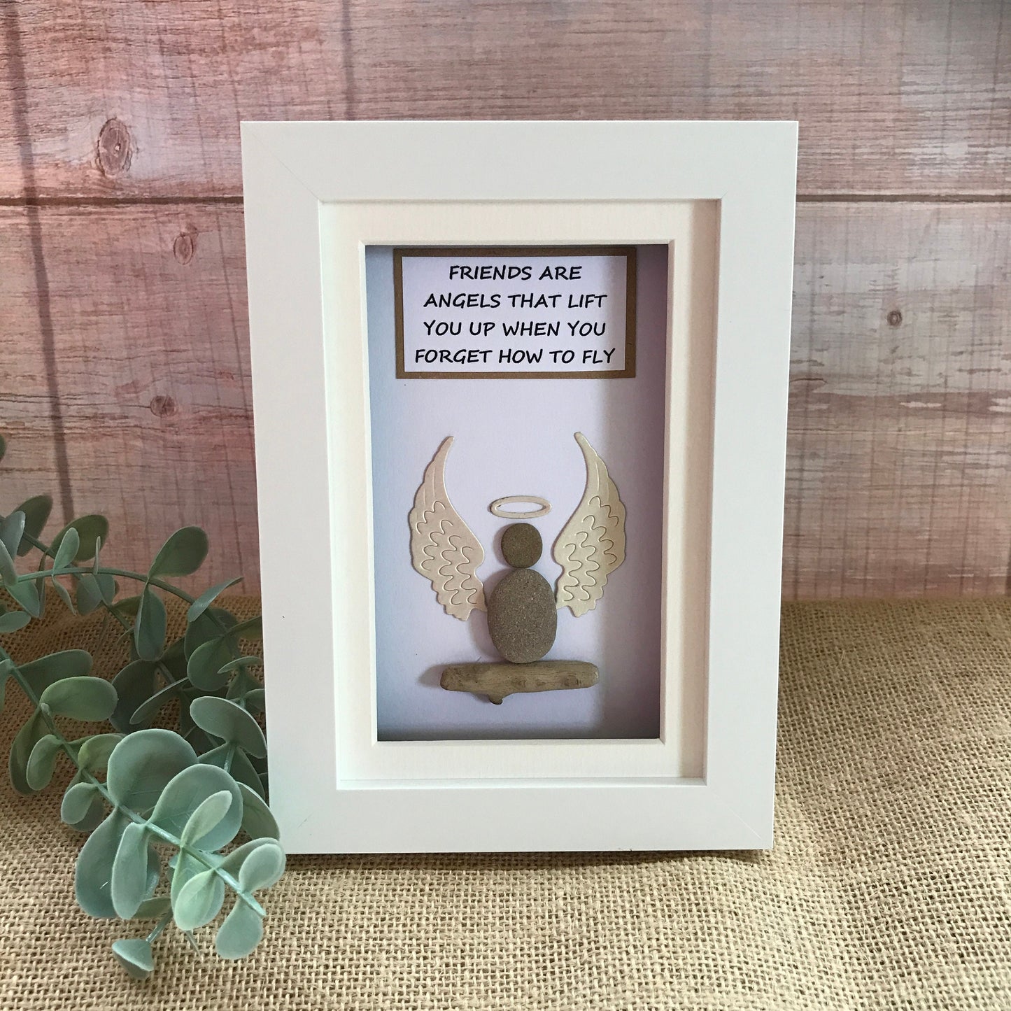 Handmade Friends Are Angels Pebble Art Picture