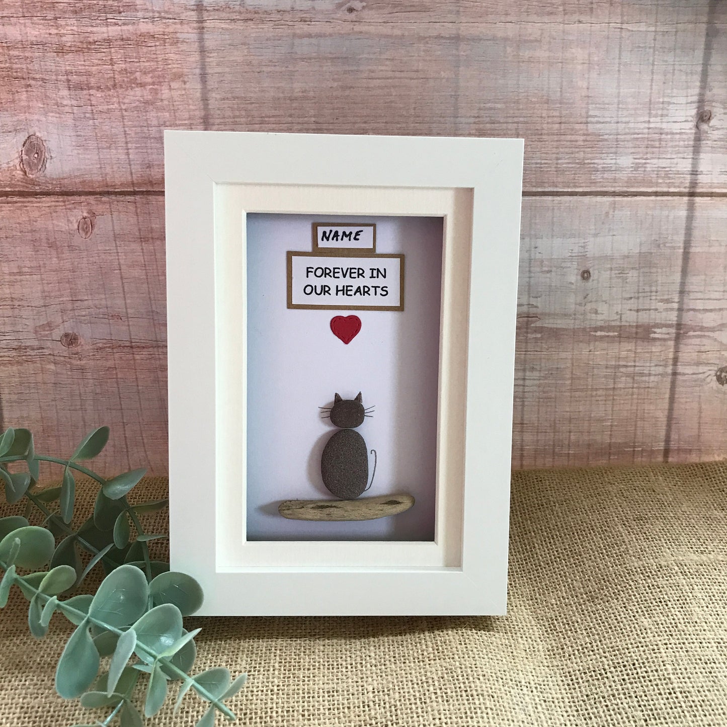 Cat Memorial Pebble Art Picture