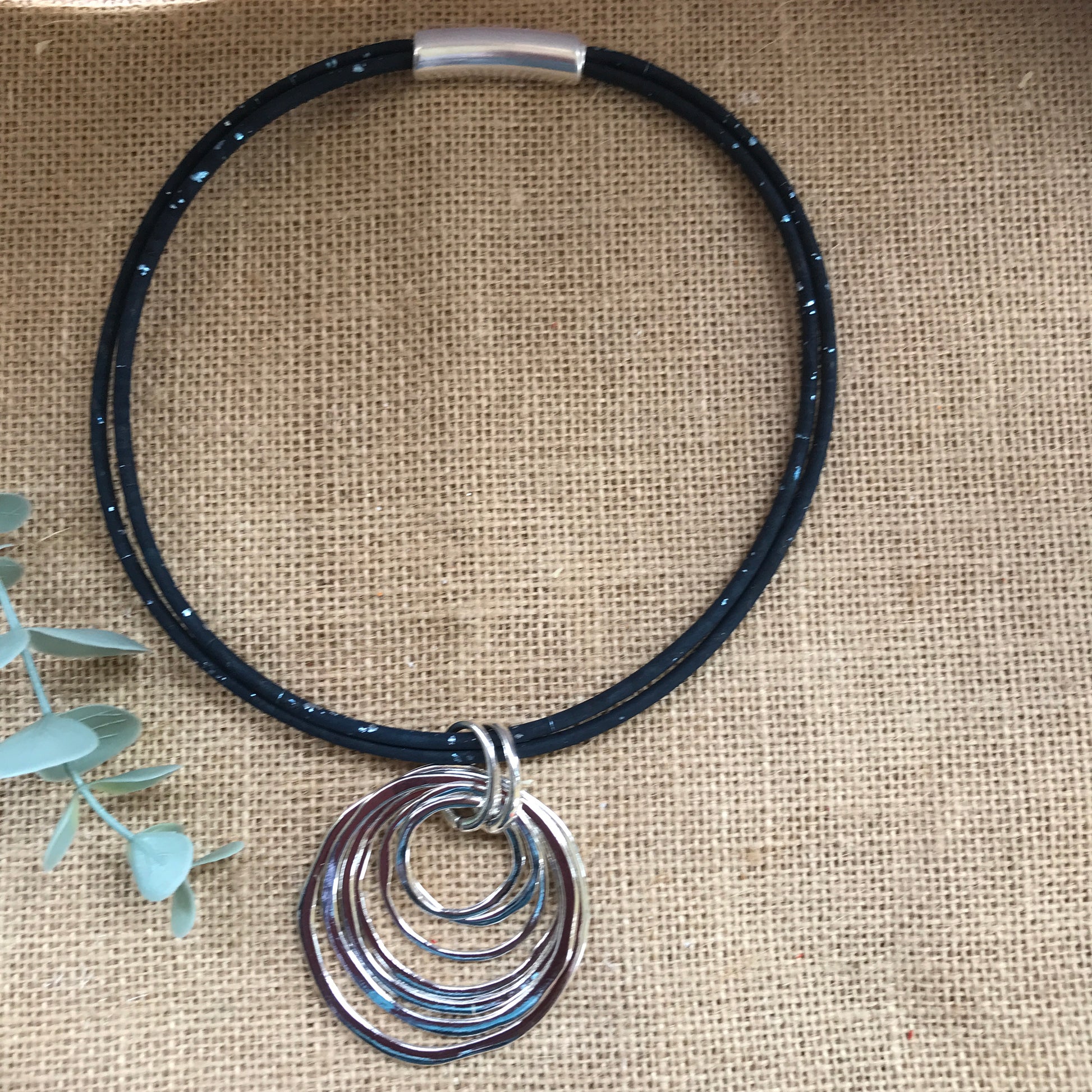 Cork Circle Pendant Vegan Necklace
