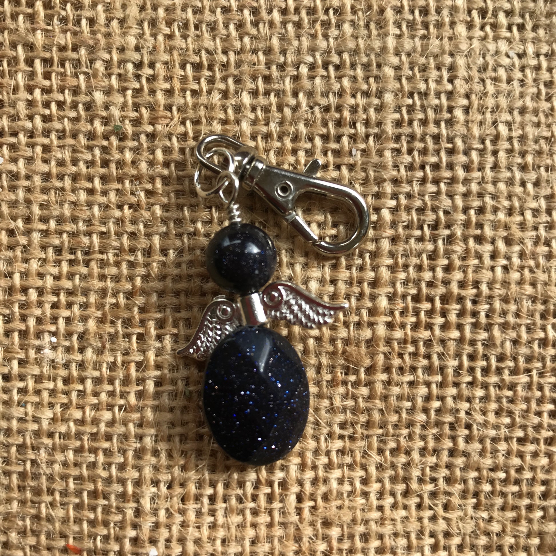 Blue Goldstone Angel Keepsake Keychain