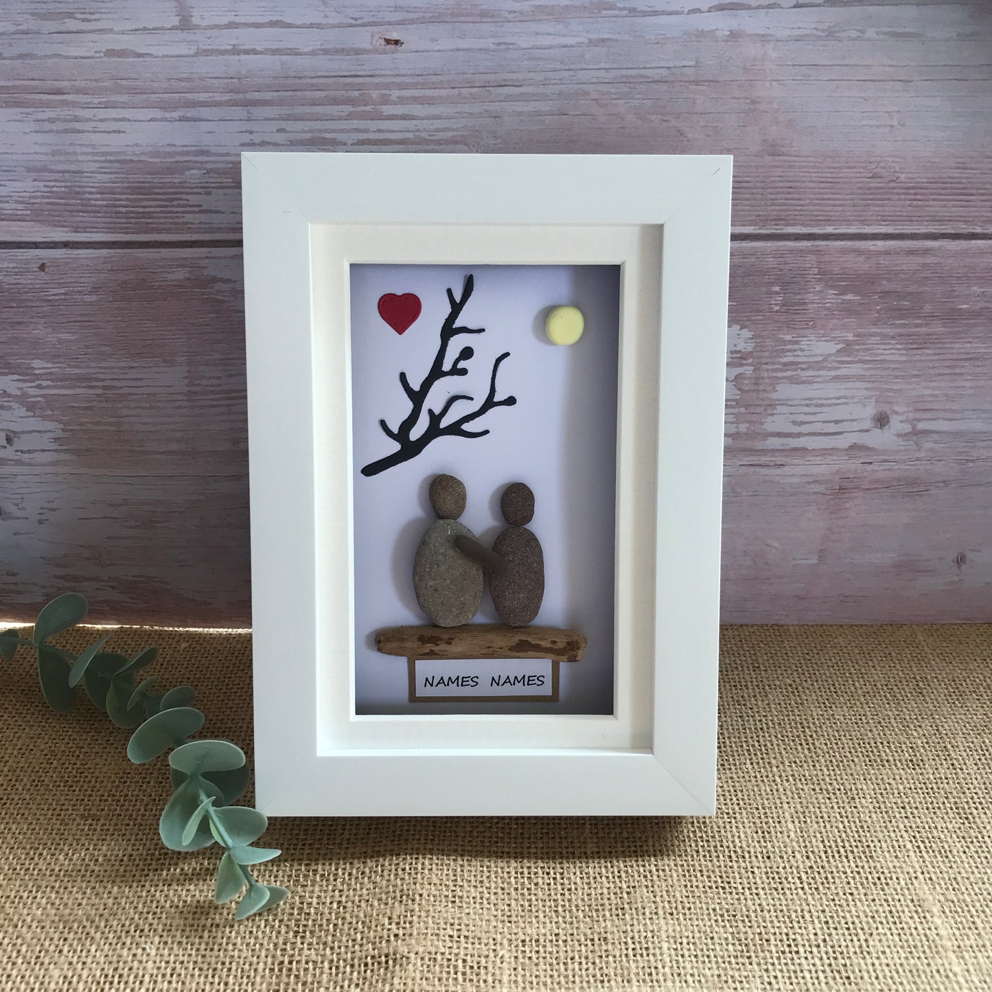 Handmade Personalised Couples Pebble Art Picture
