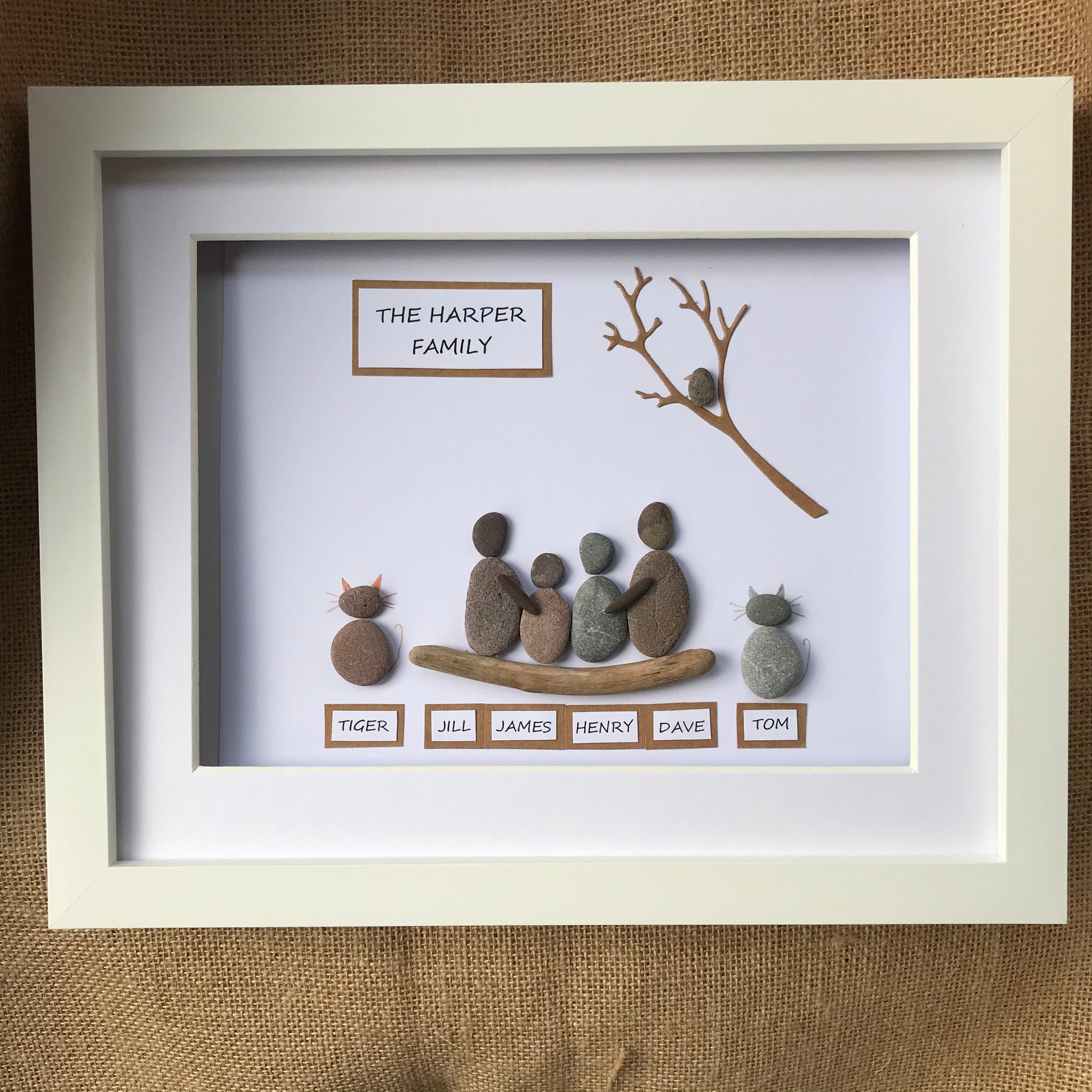 Large Personalised Family Pebble Art Picture