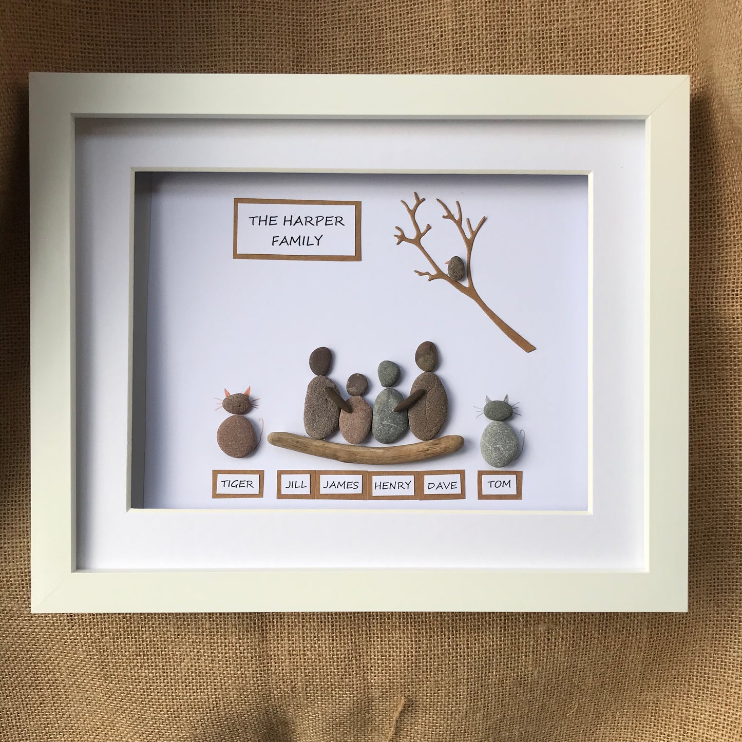 Large Personalised Family Pebble Art Picture