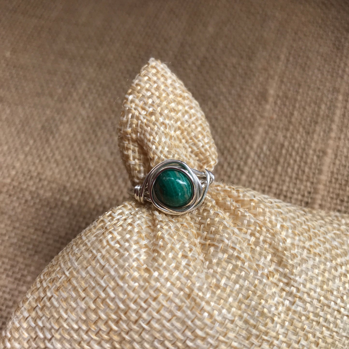 Green Jasper Wire Wrapped Ring