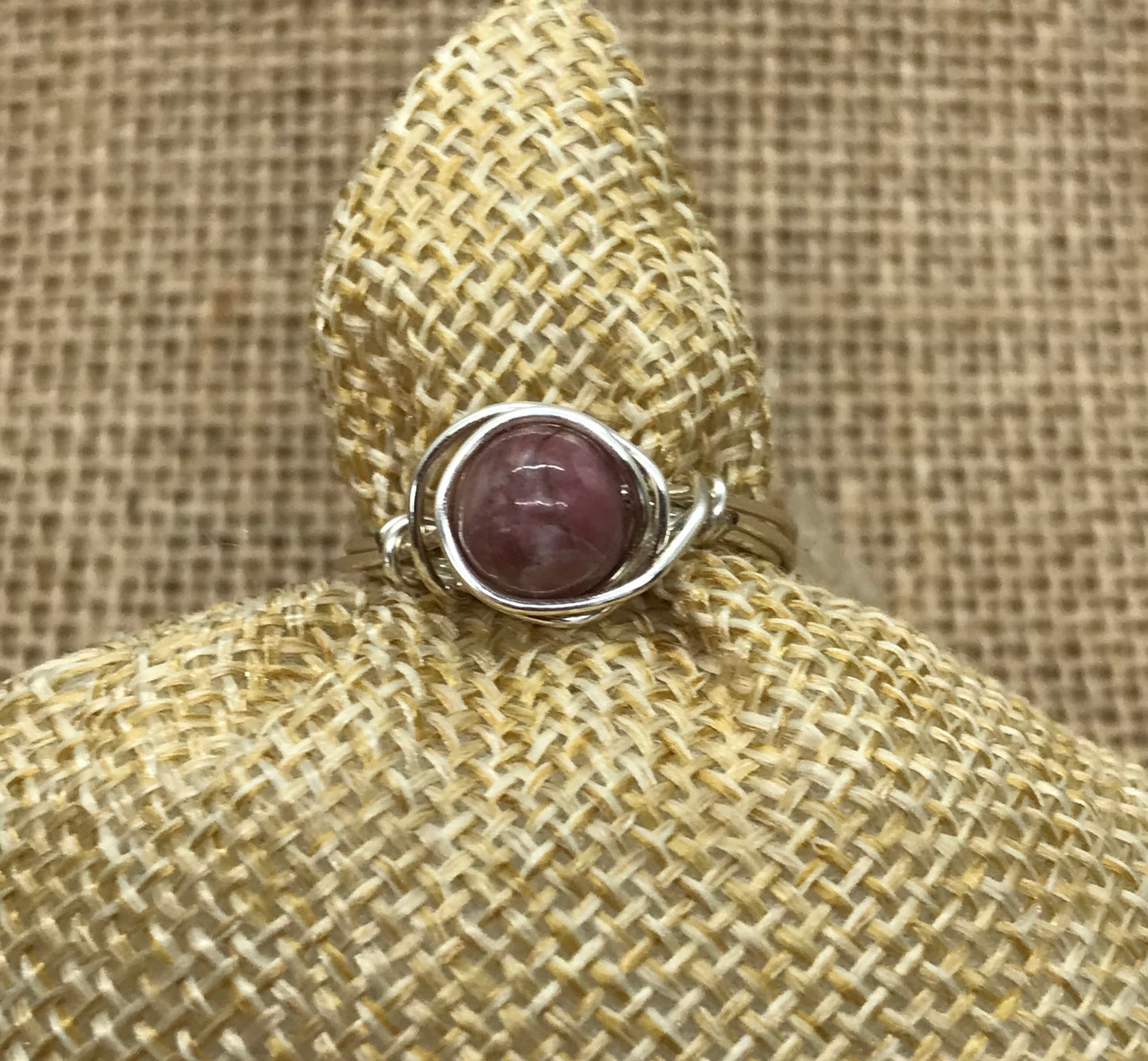 Pink Jasper Wire Wrapped Ring