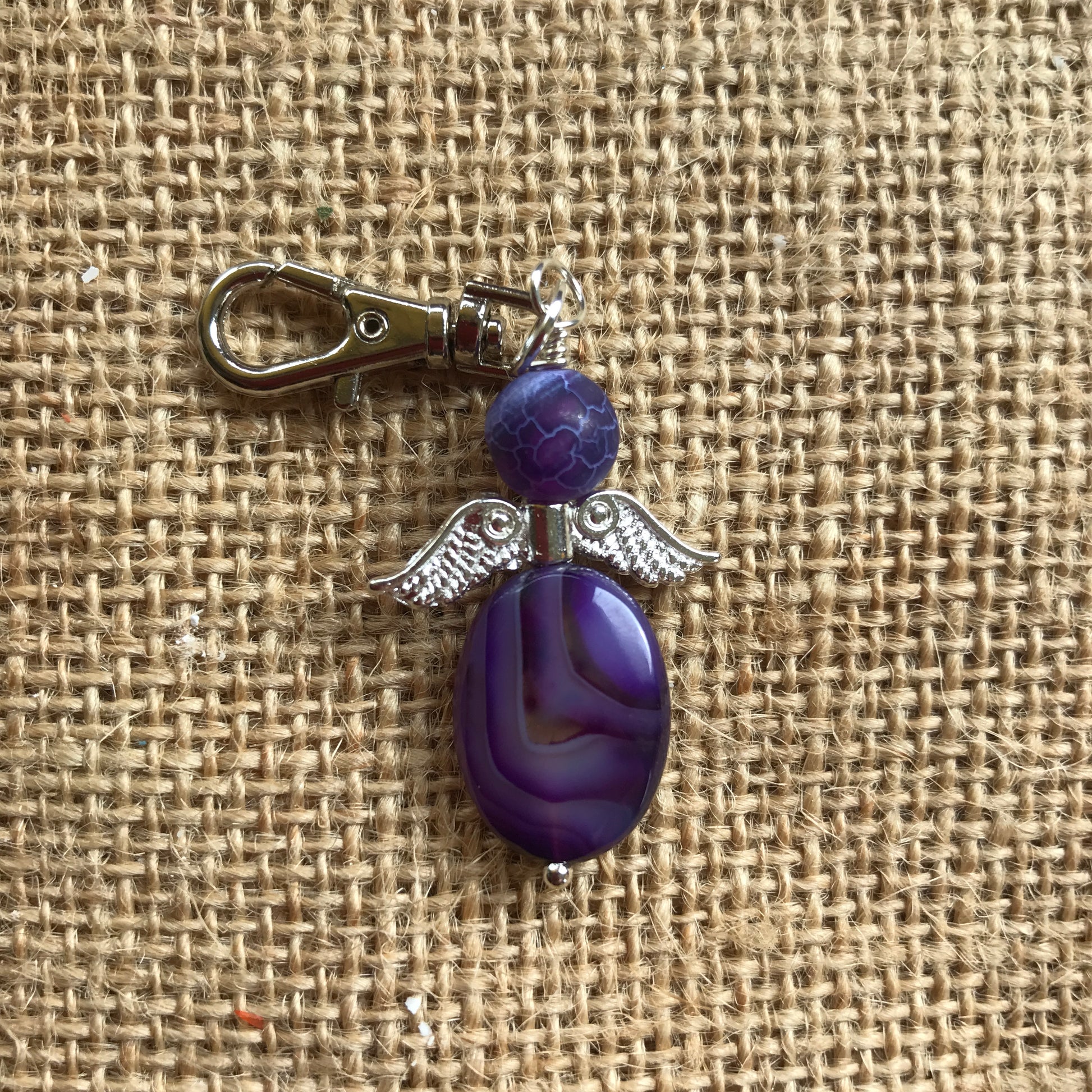 Purple agate Angel Keepsake Keychain