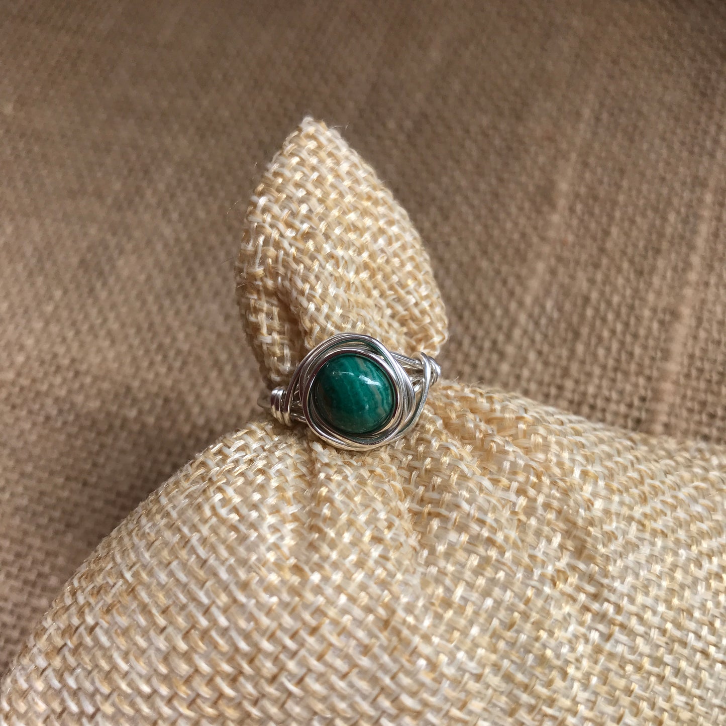 Green Jasper Wire Wrapped Ring