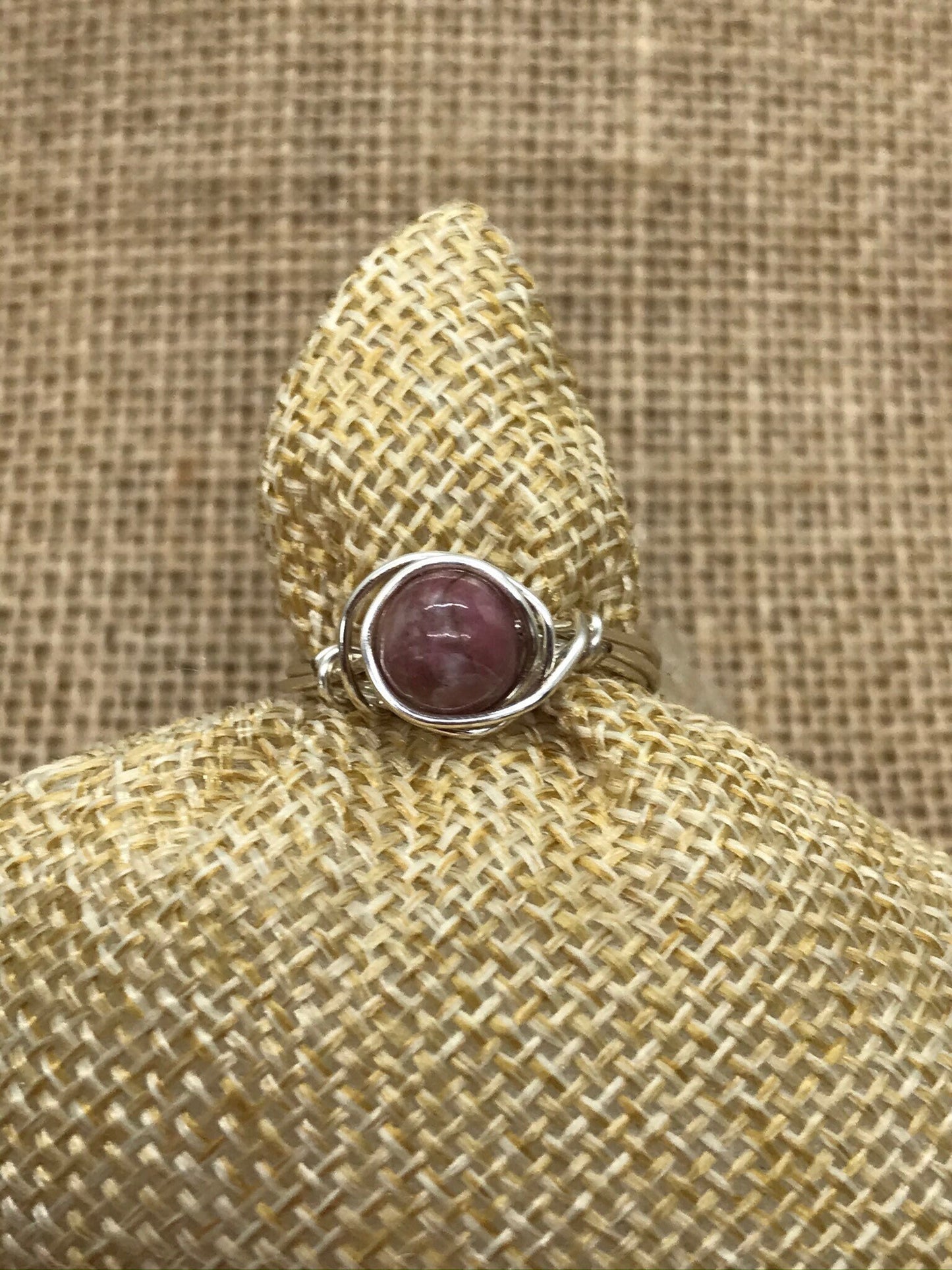 Pink Jasper Wire Wrapped Ring