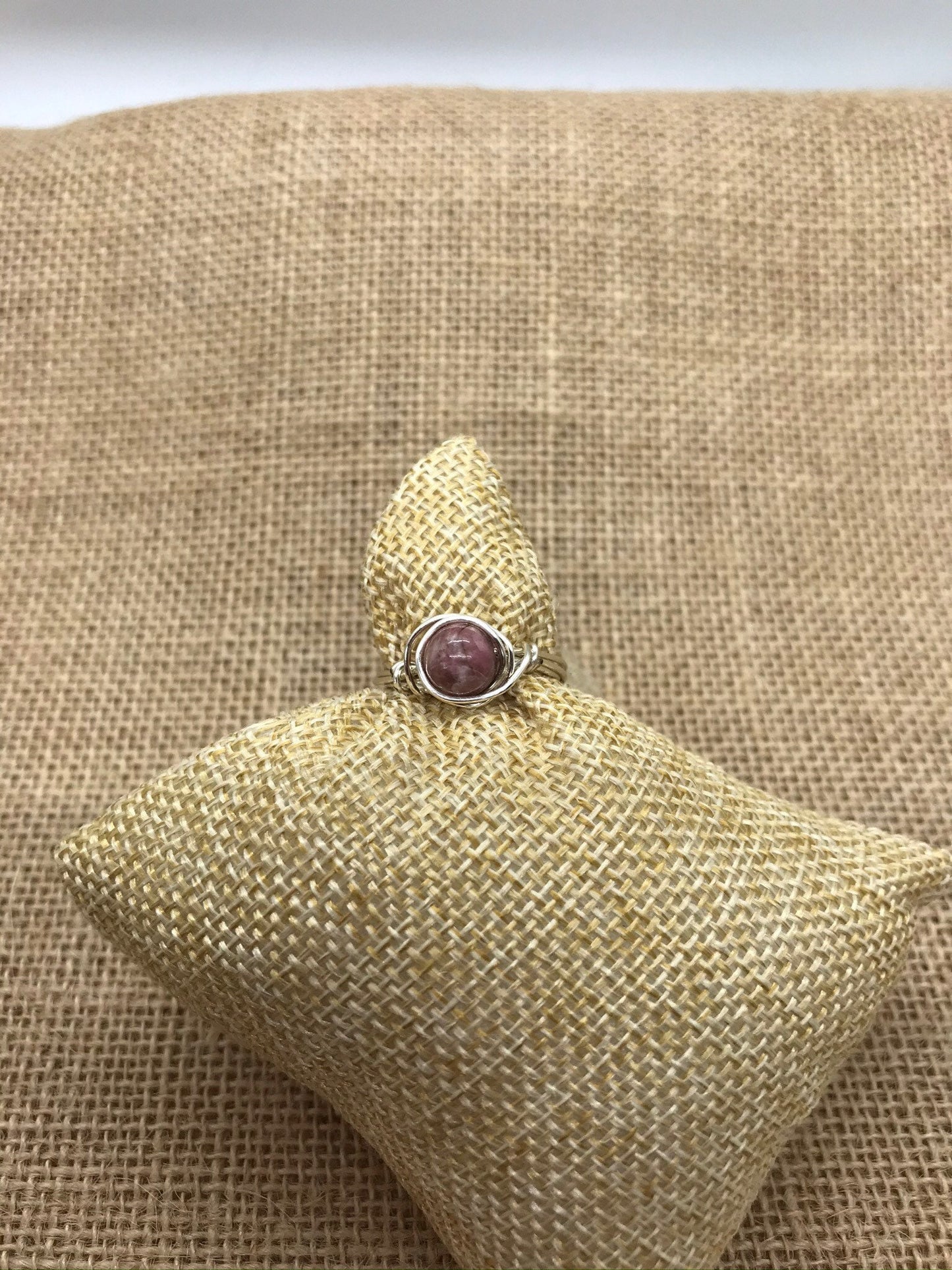 Pink Jasper Wire Wrapped Ring