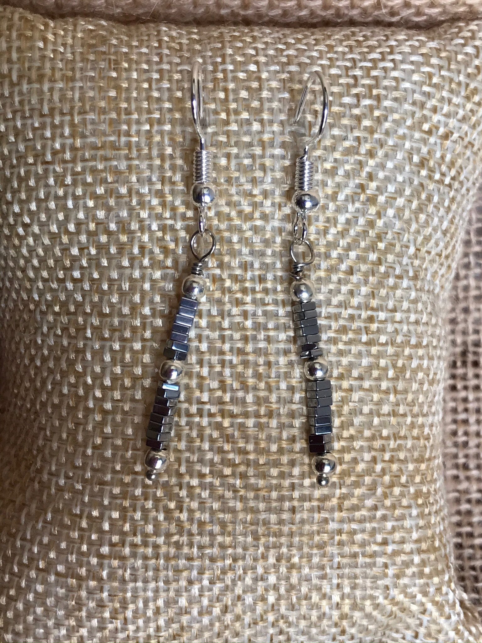Handmade Silver Hematite Earrings