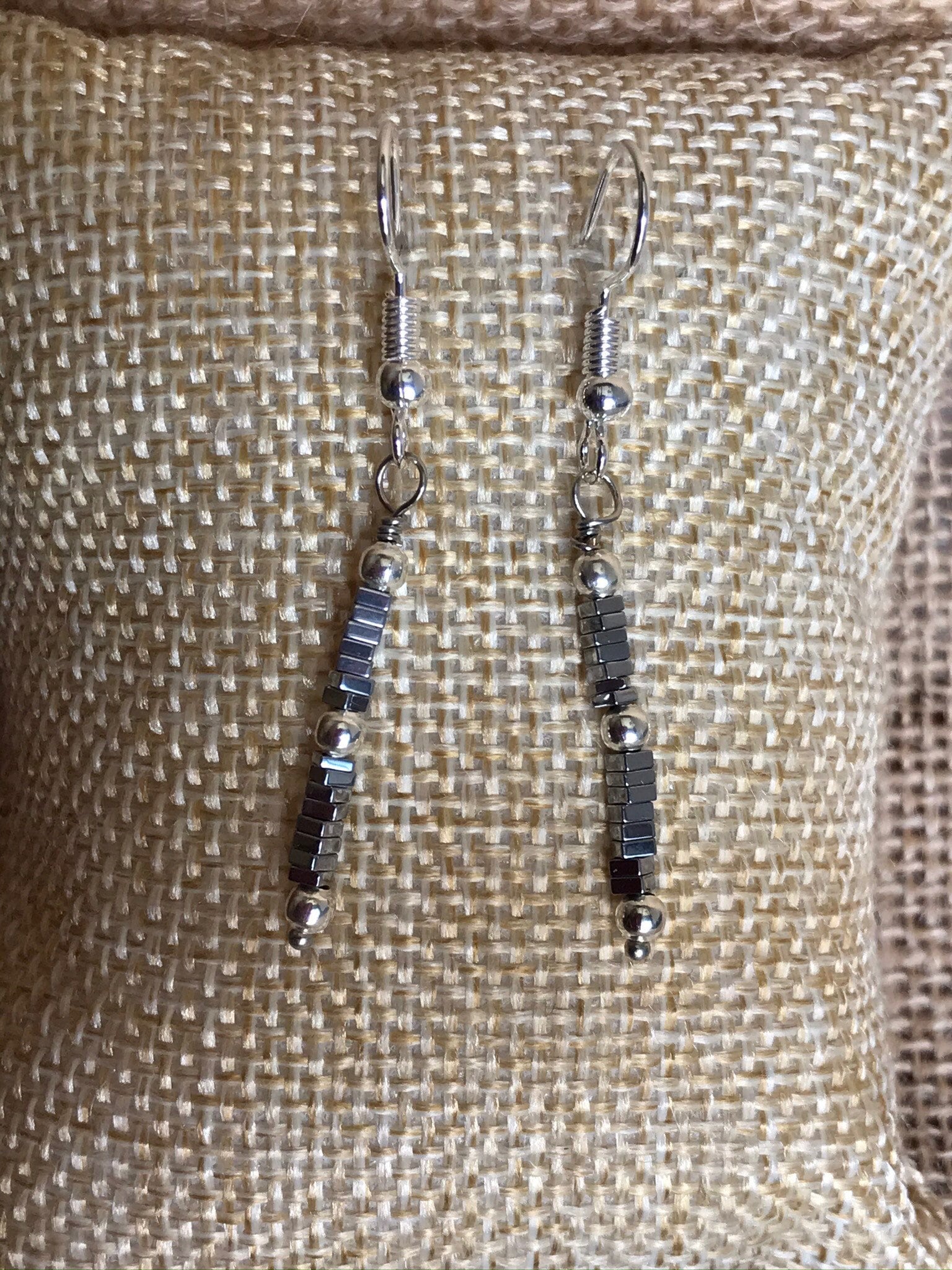 Handmade Silver Hematite Earrings