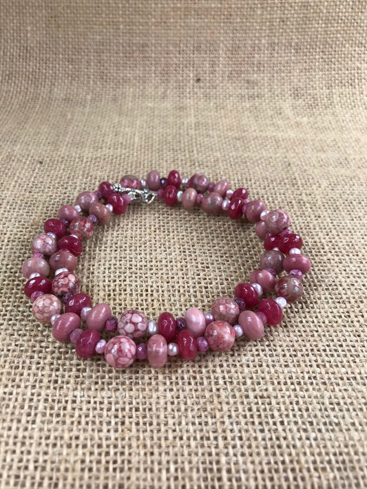 Womens Rhodonite Necklace - Womens Handmade Rhodonite Necklace - Rhodonite Silver Necklace - Sterling Silver Custom Necklace