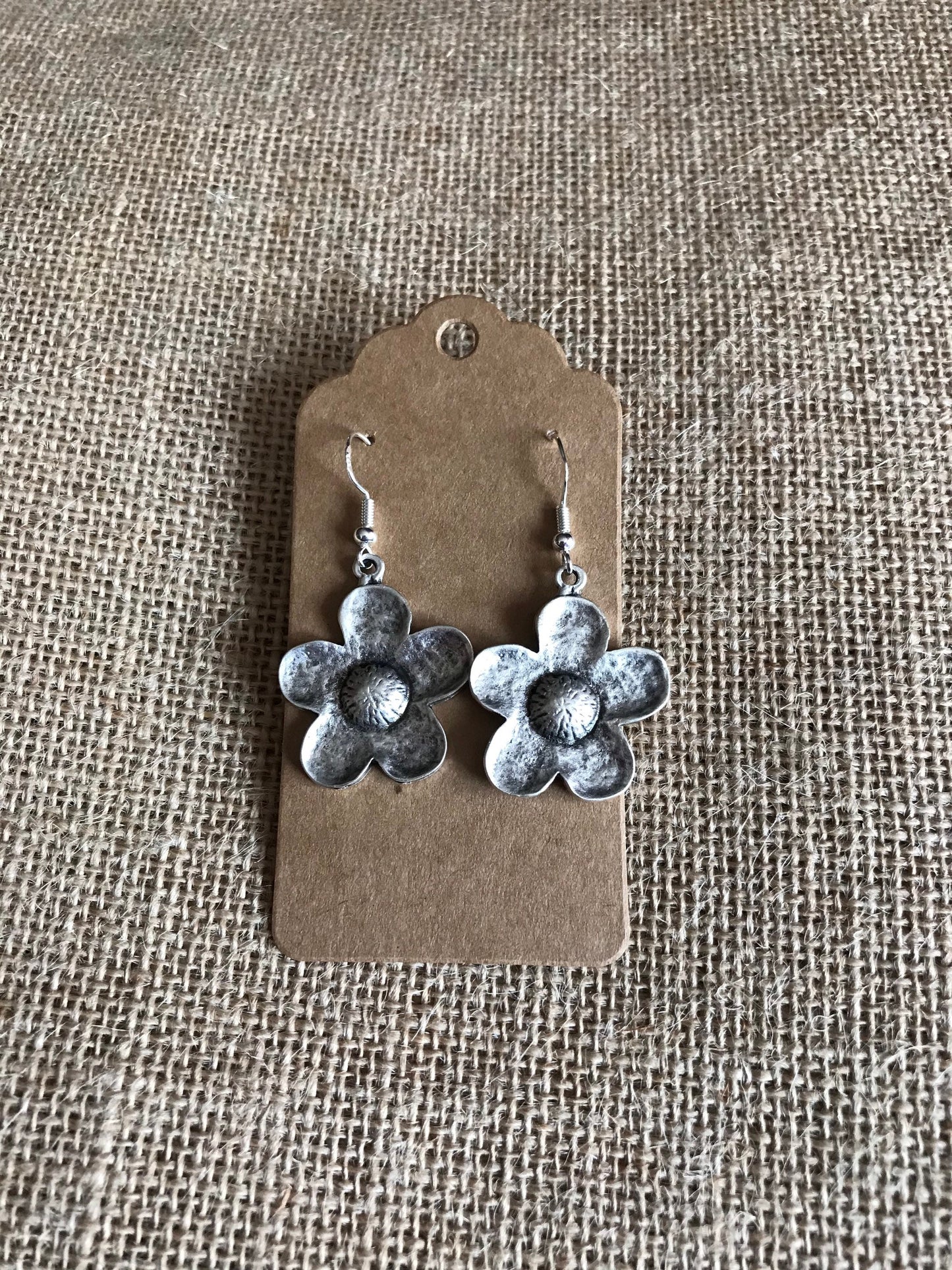 Large Silver Flower Earrings