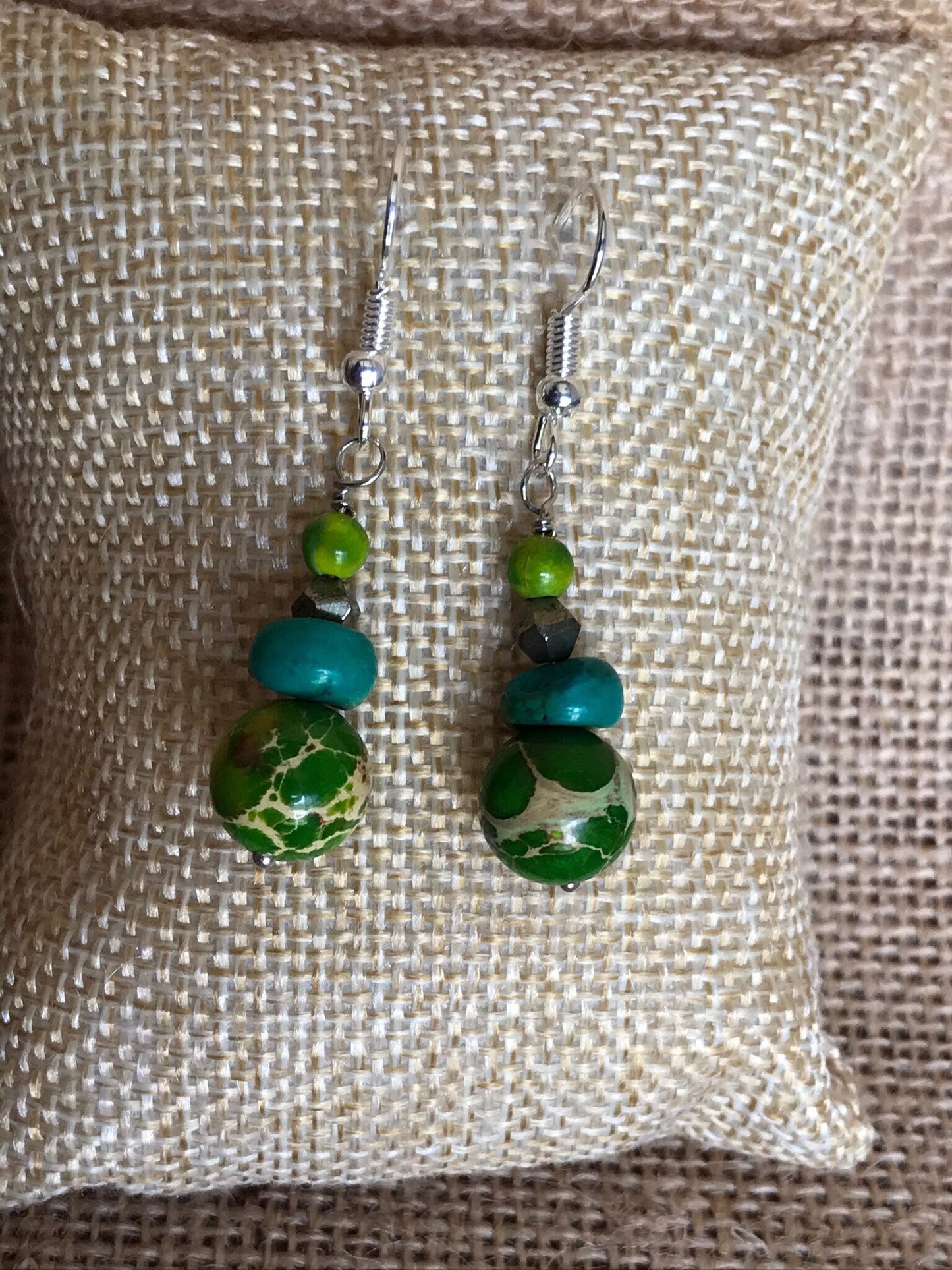 Sea Sediment Jasper Turquoise Earrings