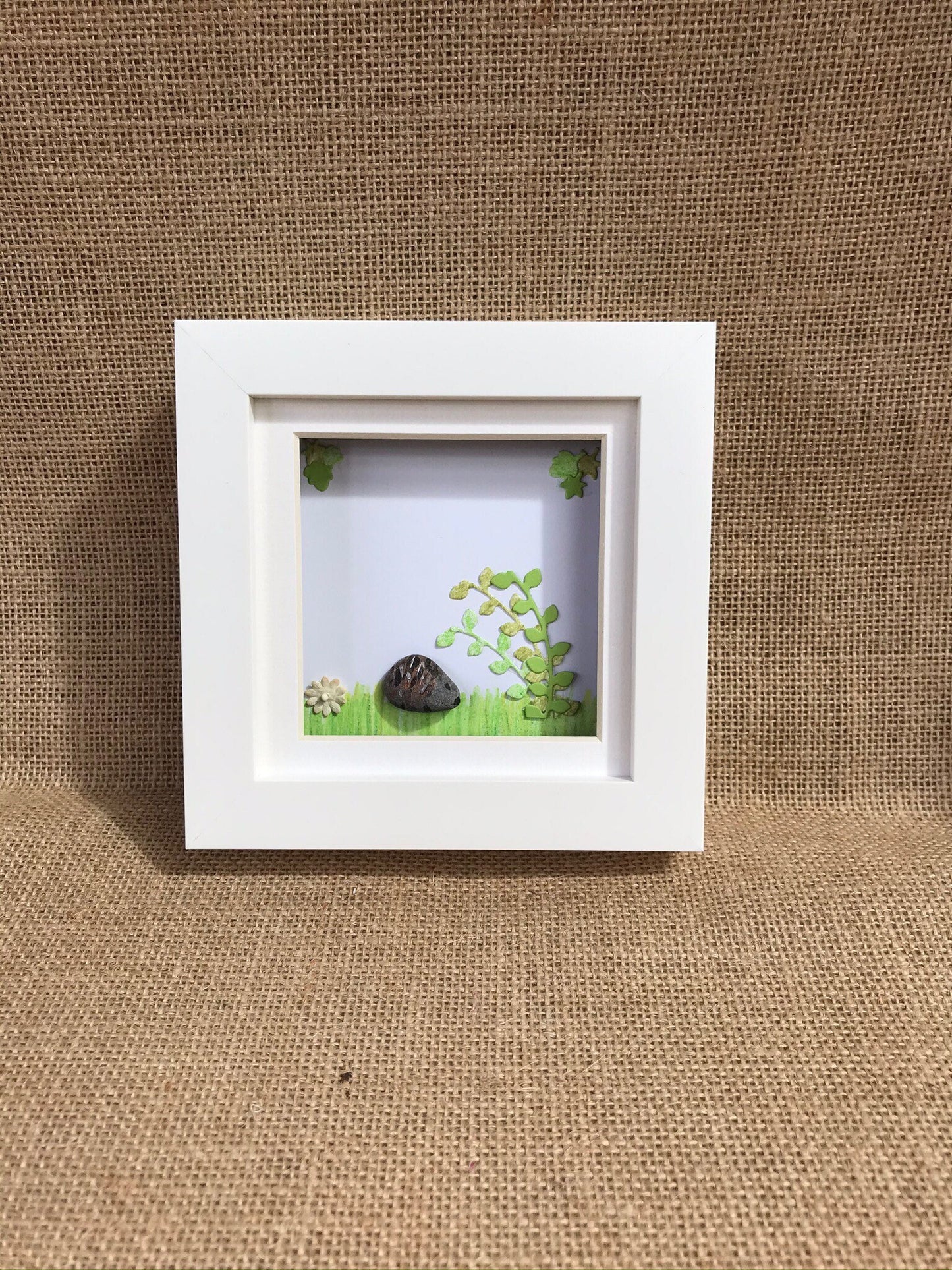 Handmade Hedgehog Pebble Art Picture