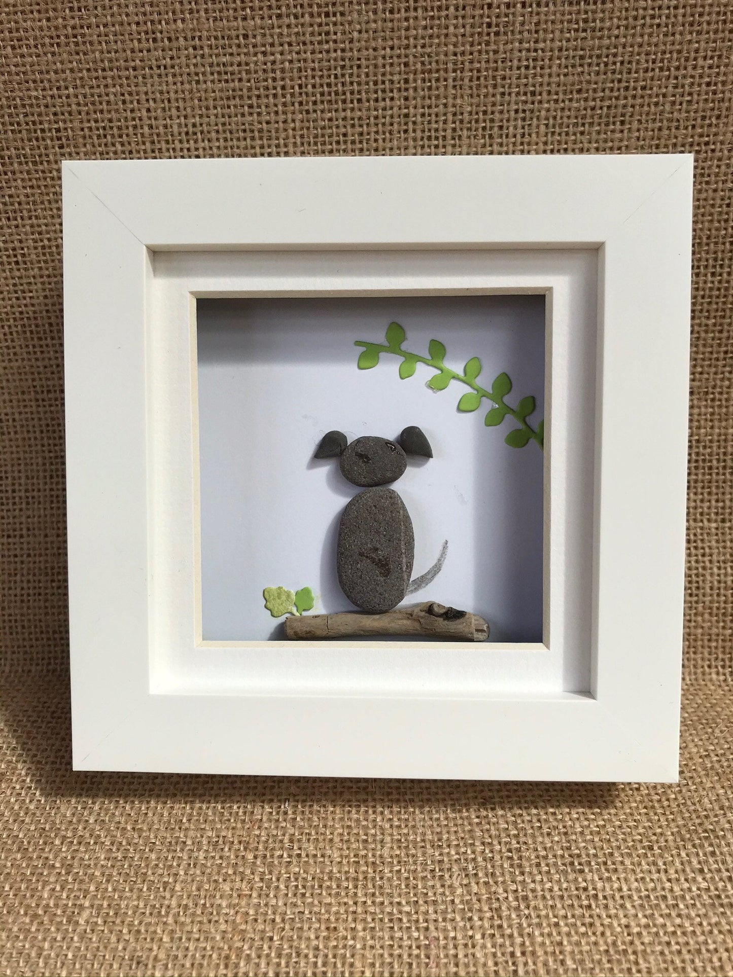 Handmade Dog Pebble Art Picture