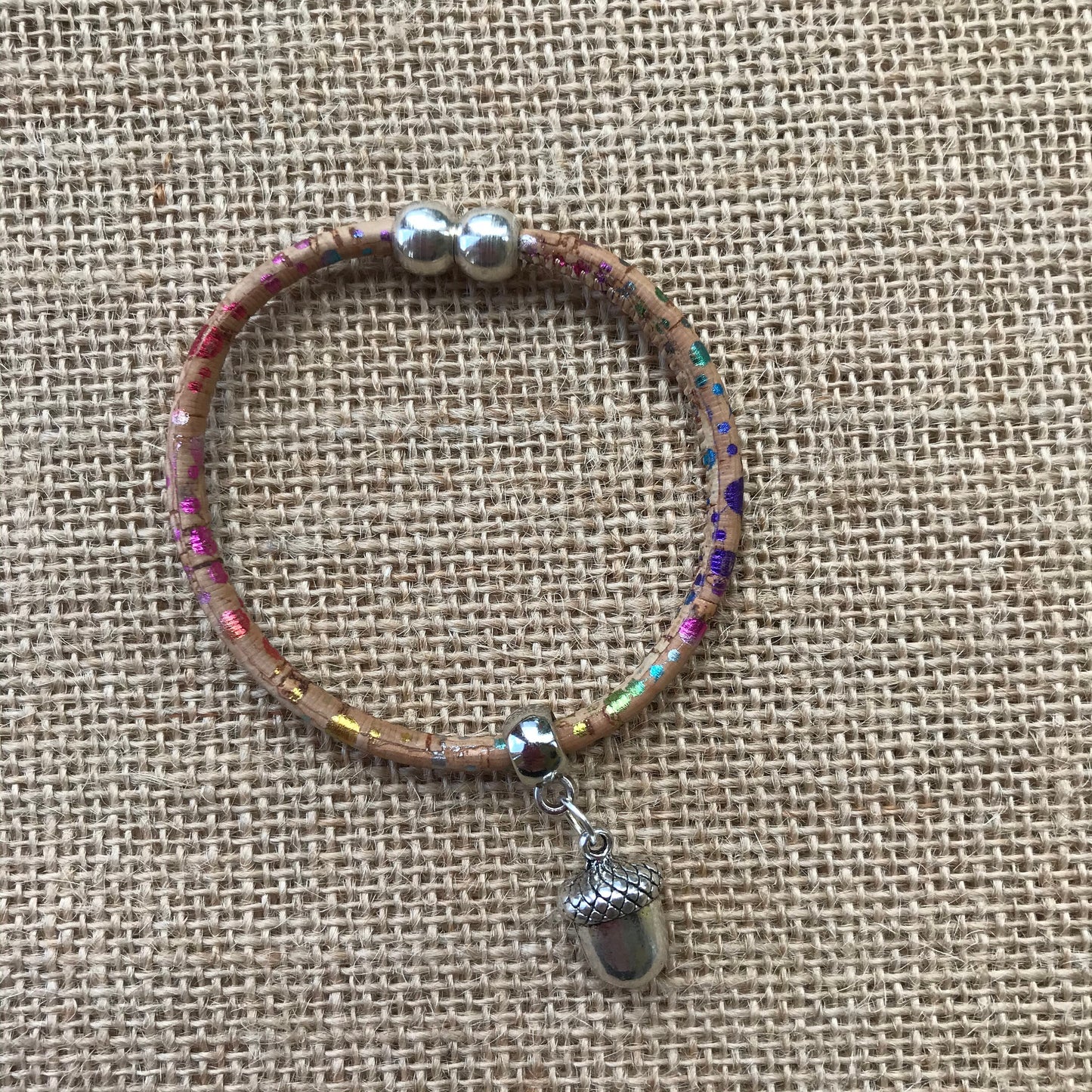 Handmade Cork Charm Bracelet Vegan