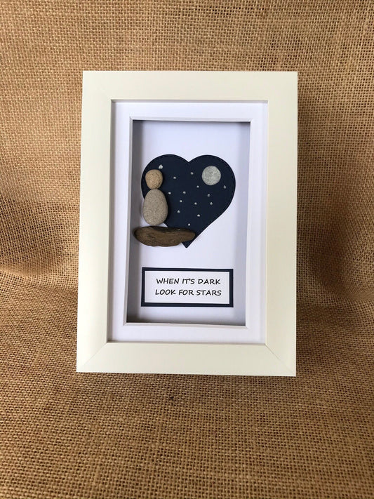 When It's Dark Look For Stars Pebble Art Picture