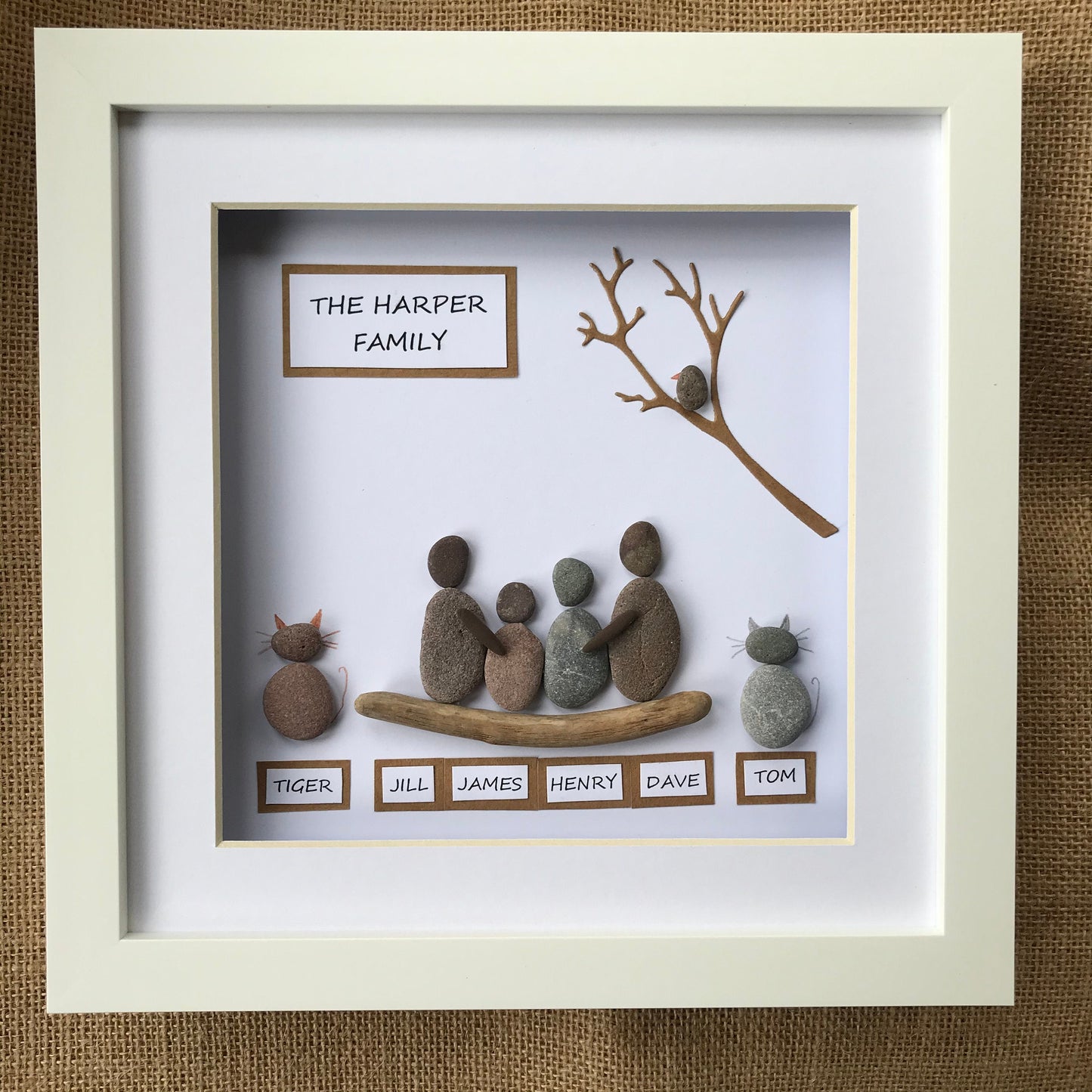 Handmade Family Personalised Pebble Art Picture