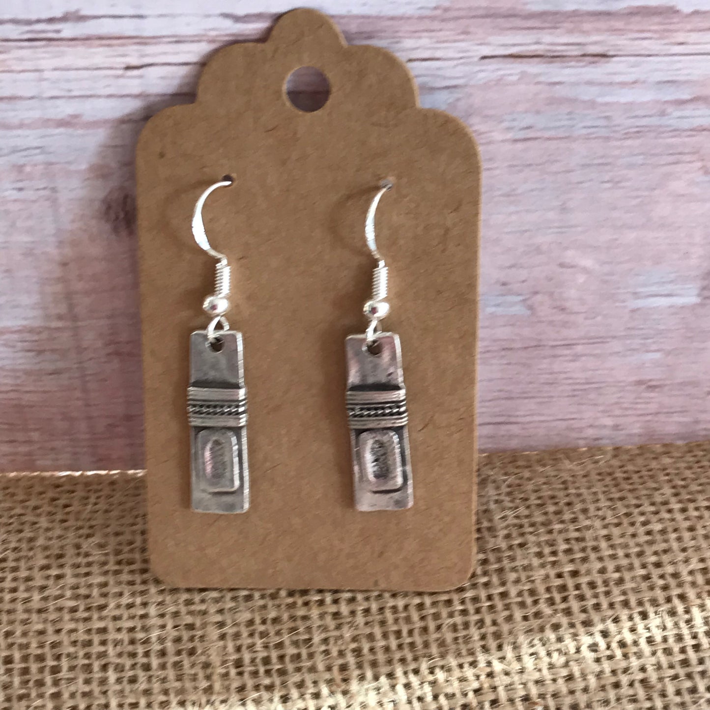 Silver Rectangle Earrings