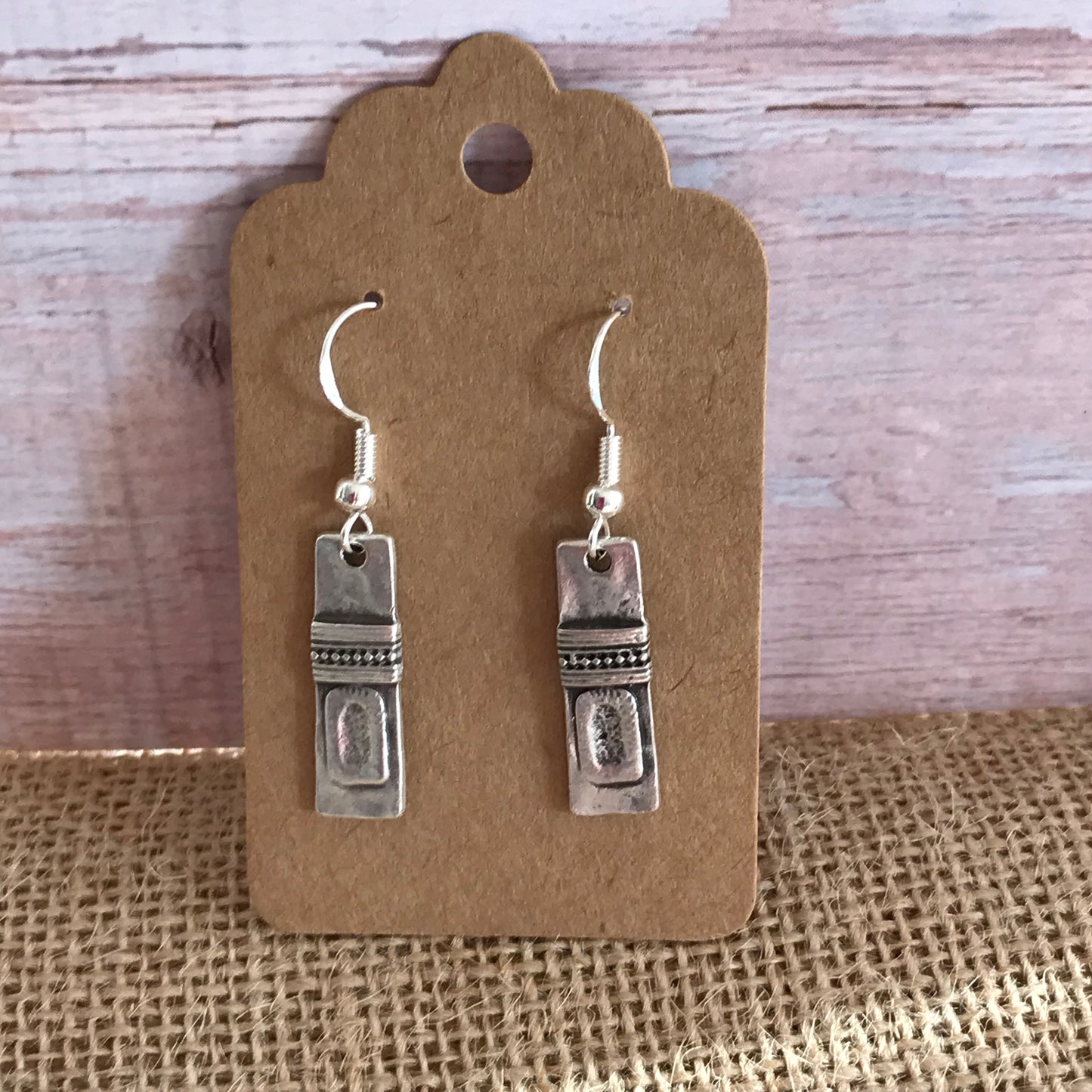 Silver Rectangle Earrings