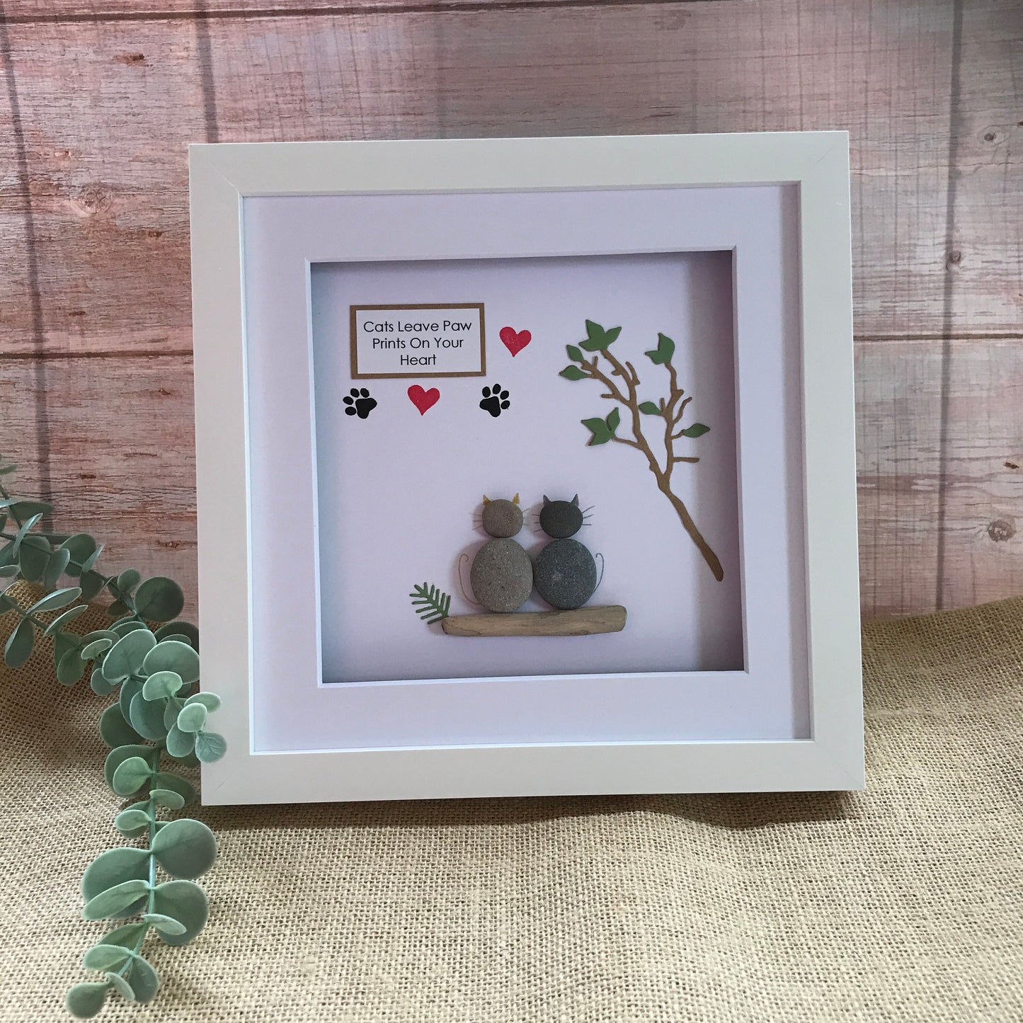 Handmade Cats Pebble Picture