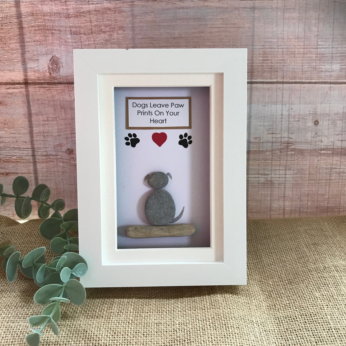 Handmade Dog Pebble Art Picture