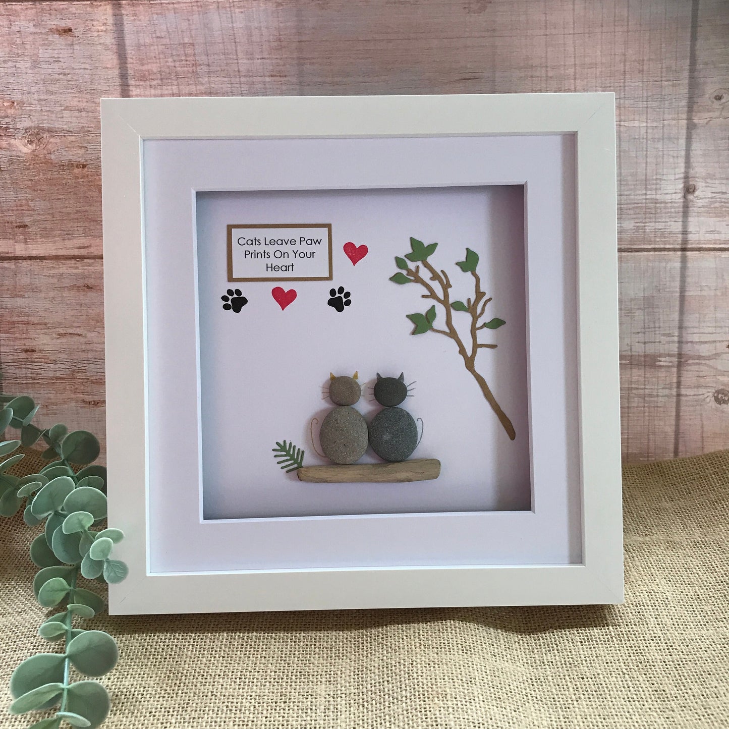 Handmade Cats Pebble Picture