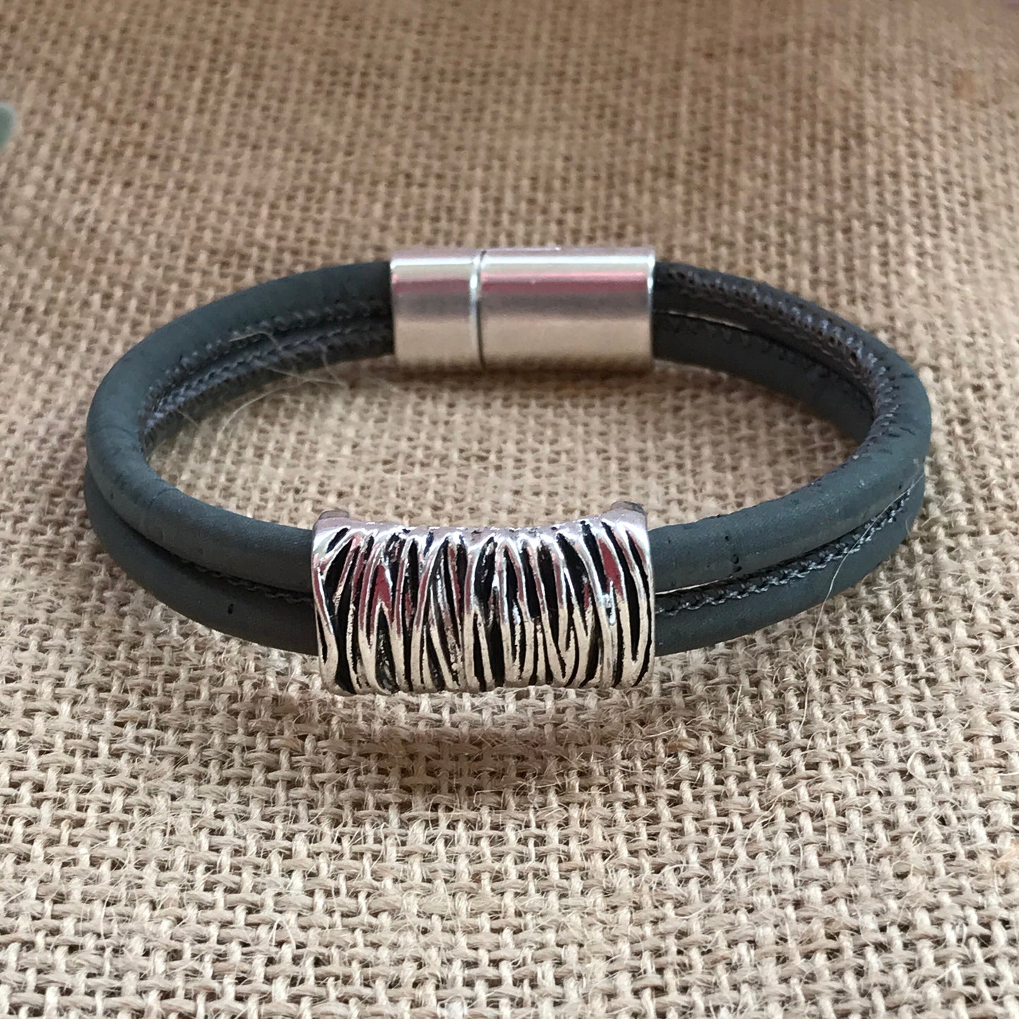 Mens Handmade Bracelet - Womens Custom Bracelet - Unisex Vegan Bracelet -  Cork Bracelet -  Magnetic Bracelet - Unisex Custom Bracelet