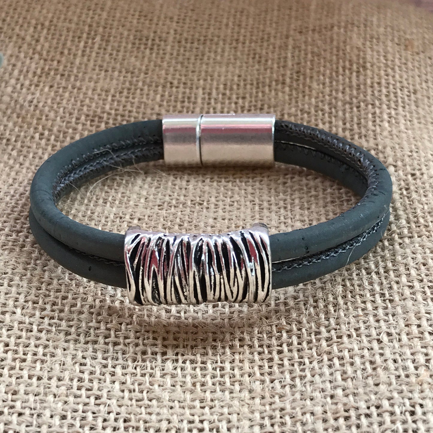 Mens Handmade Bracelet - Womens Custom Bracelet - Unisex Vegan Bracelet -  Cork Bracelet -  Magnetic Bracelet - Unisex Custom Bracelet