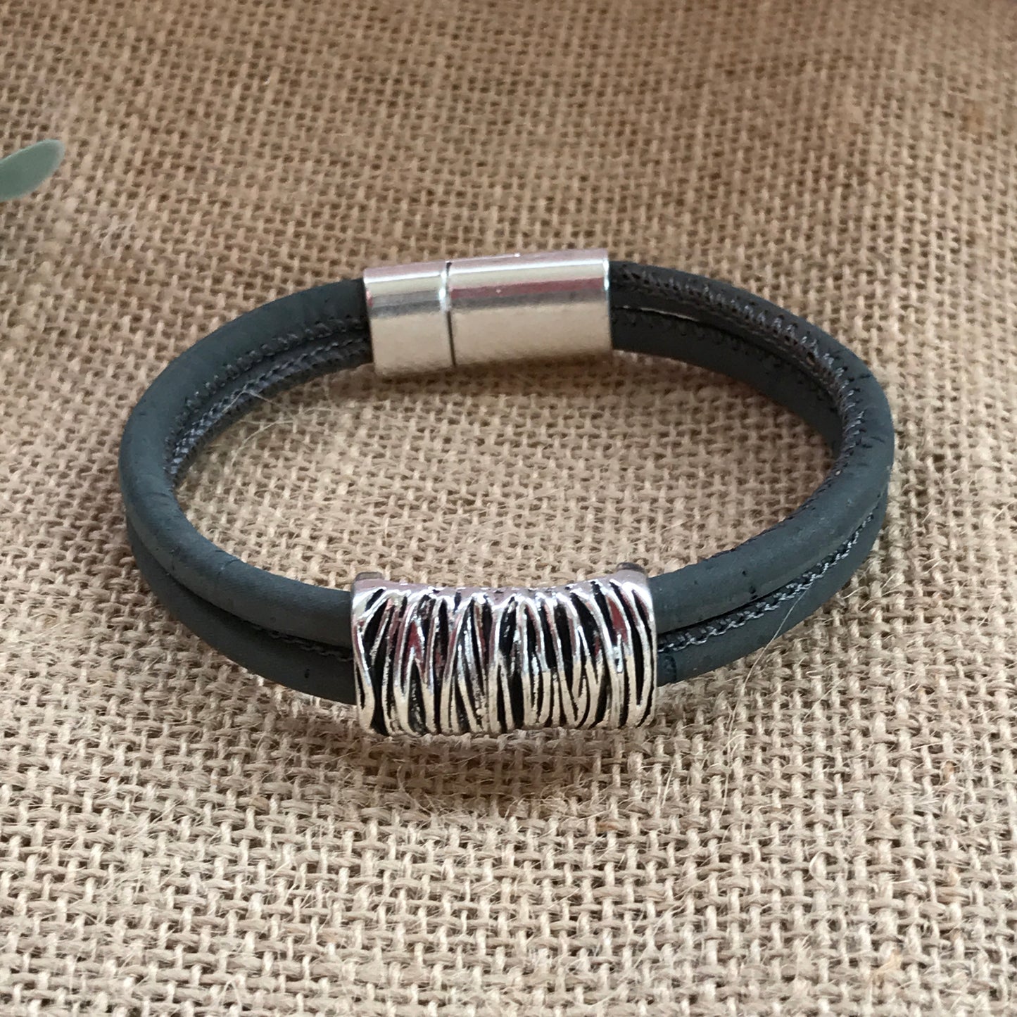 Mens Handmade Bracelet - Womens Custom Bracelet - Unisex Vegan Bracelet -  Cork Bracelet -  Magnetic Bracelet - Unisex Custom Bracelet